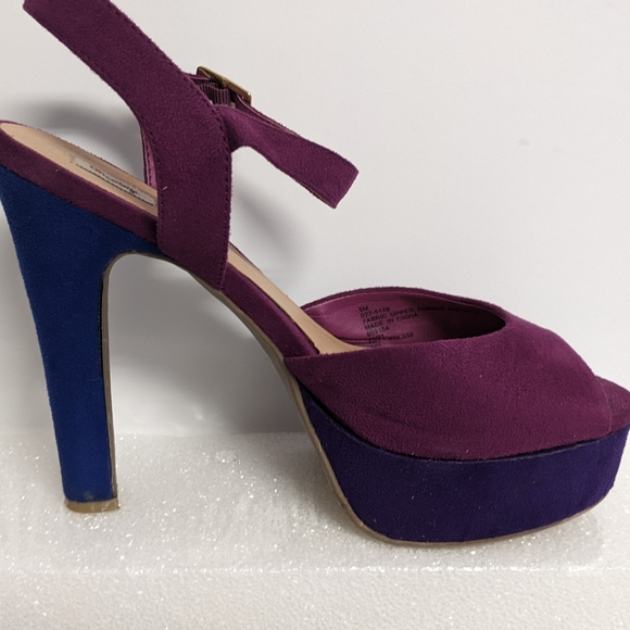 Olsenboye Peep toe Ankle Strap Purple and Blue Stiletto Sandals 8.5 - Picture 4 of 13